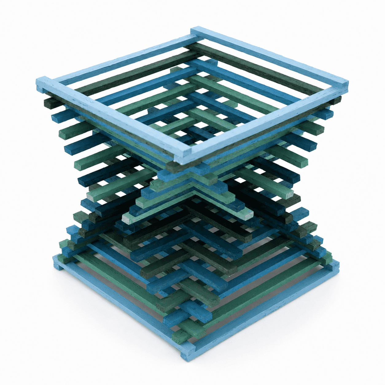 Œuvre de Nath Zoul — série Bâtonnets, structure géométrique explorant la répétition, le rythme et la perception du volume.