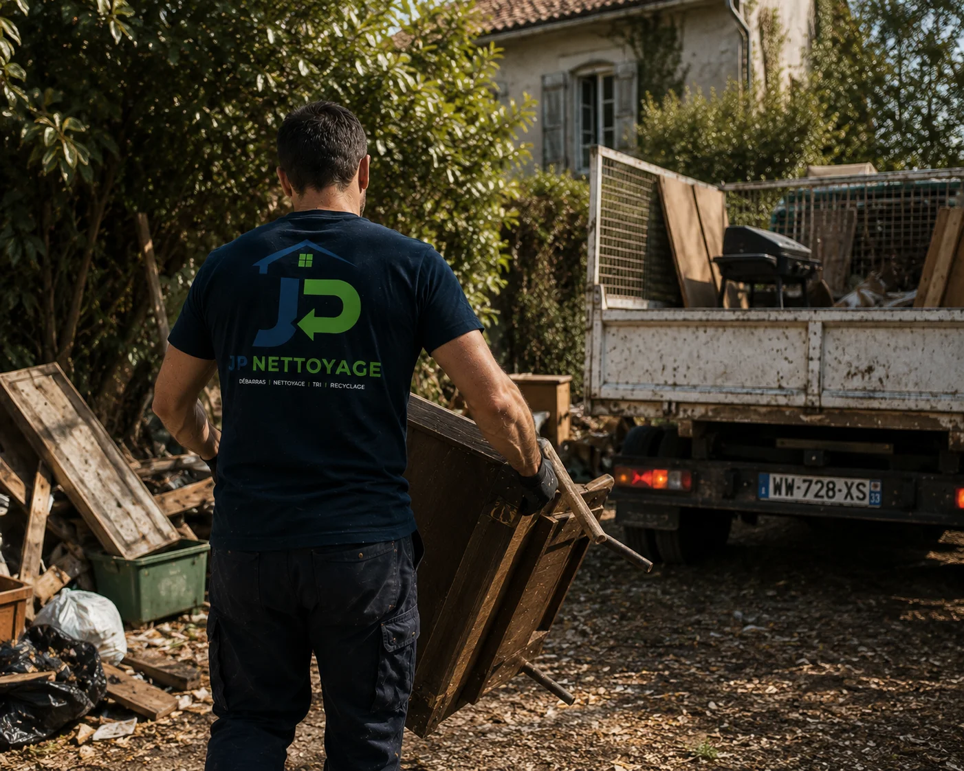 Évacuation d'encombrants lors d'un débarras réalisé par JP Nettoyage à Clermont-Ferrand et dans le Puy-de-Dôme.
