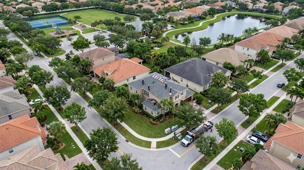 Roofing contractor Coral Springs FL — barrel tile roof replacement on residential home in Eagle Trace by Roofing Network licensed contractor