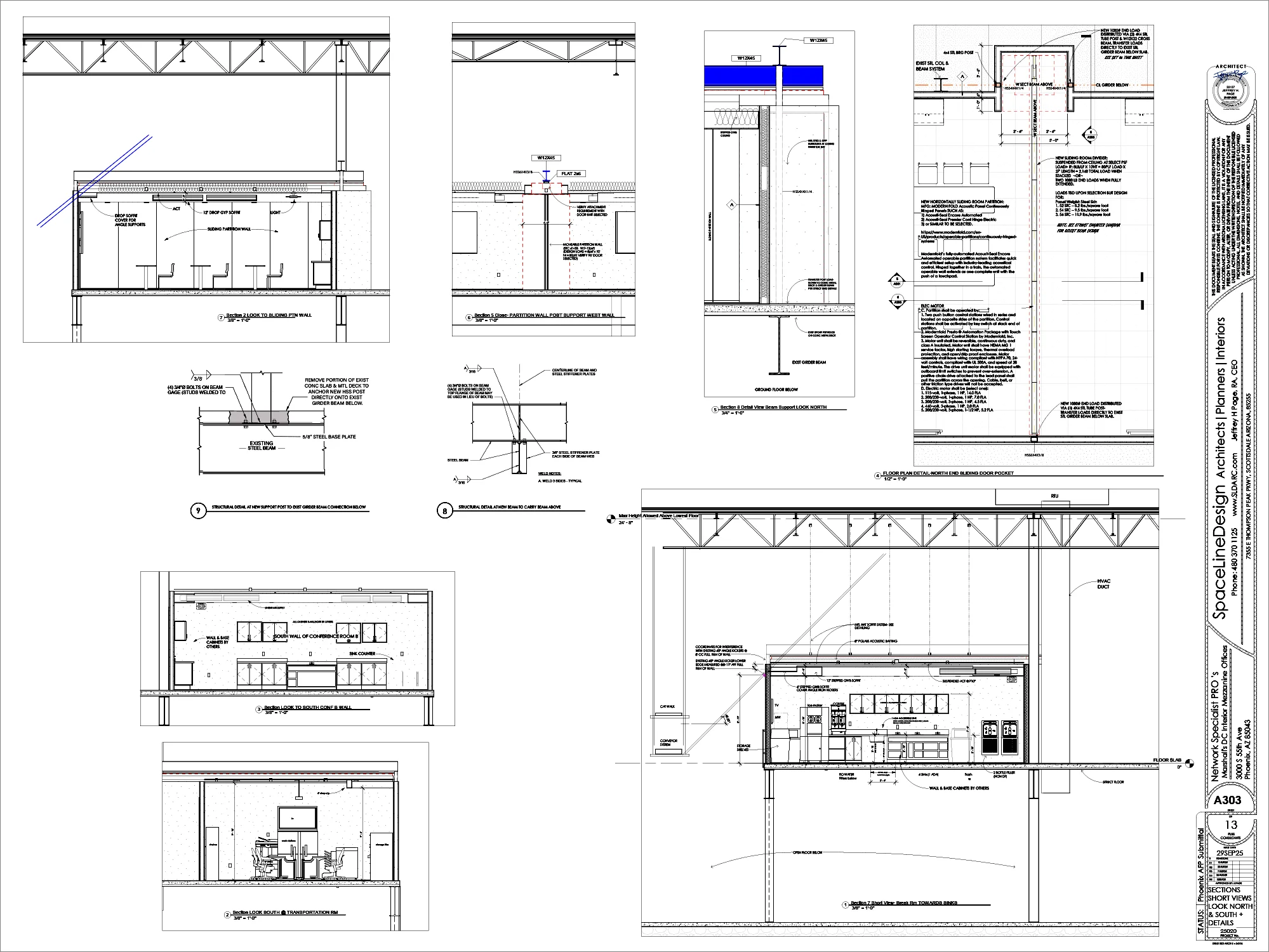Architectural blueprint by SpaceLineDesign showing detailed floor plans.