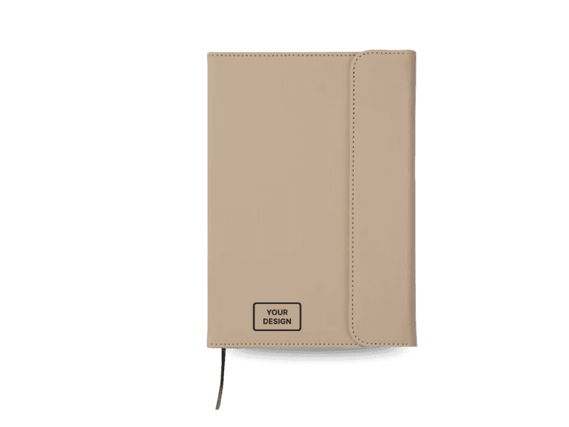 Smooth PU leather A5 notebook with custom logo branding