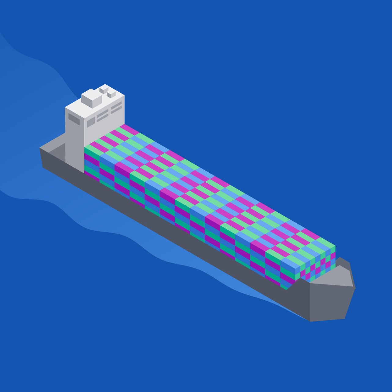 Simple isometric illustration of a Container ship.