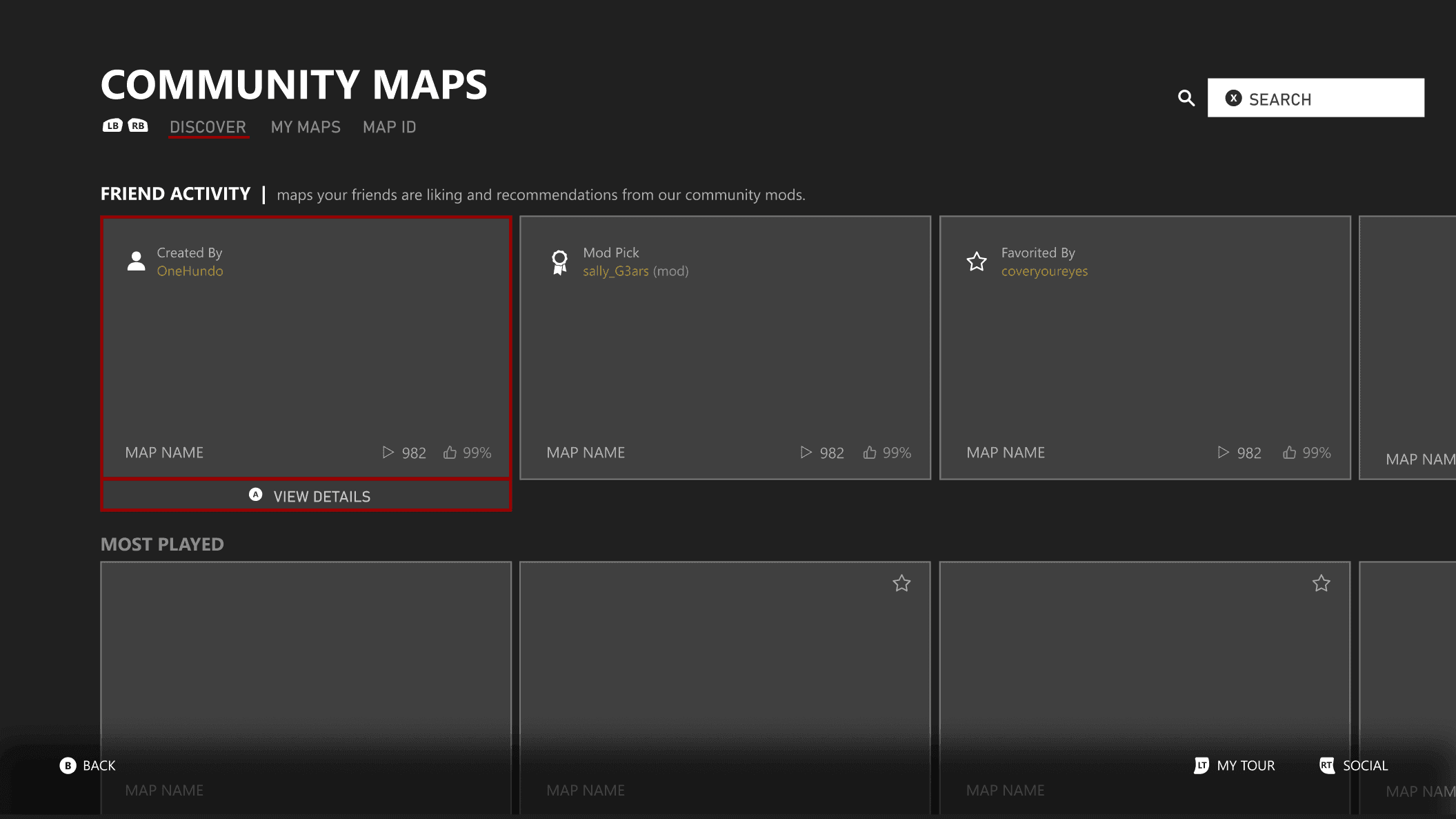 Gears 5 community maps wireframe.