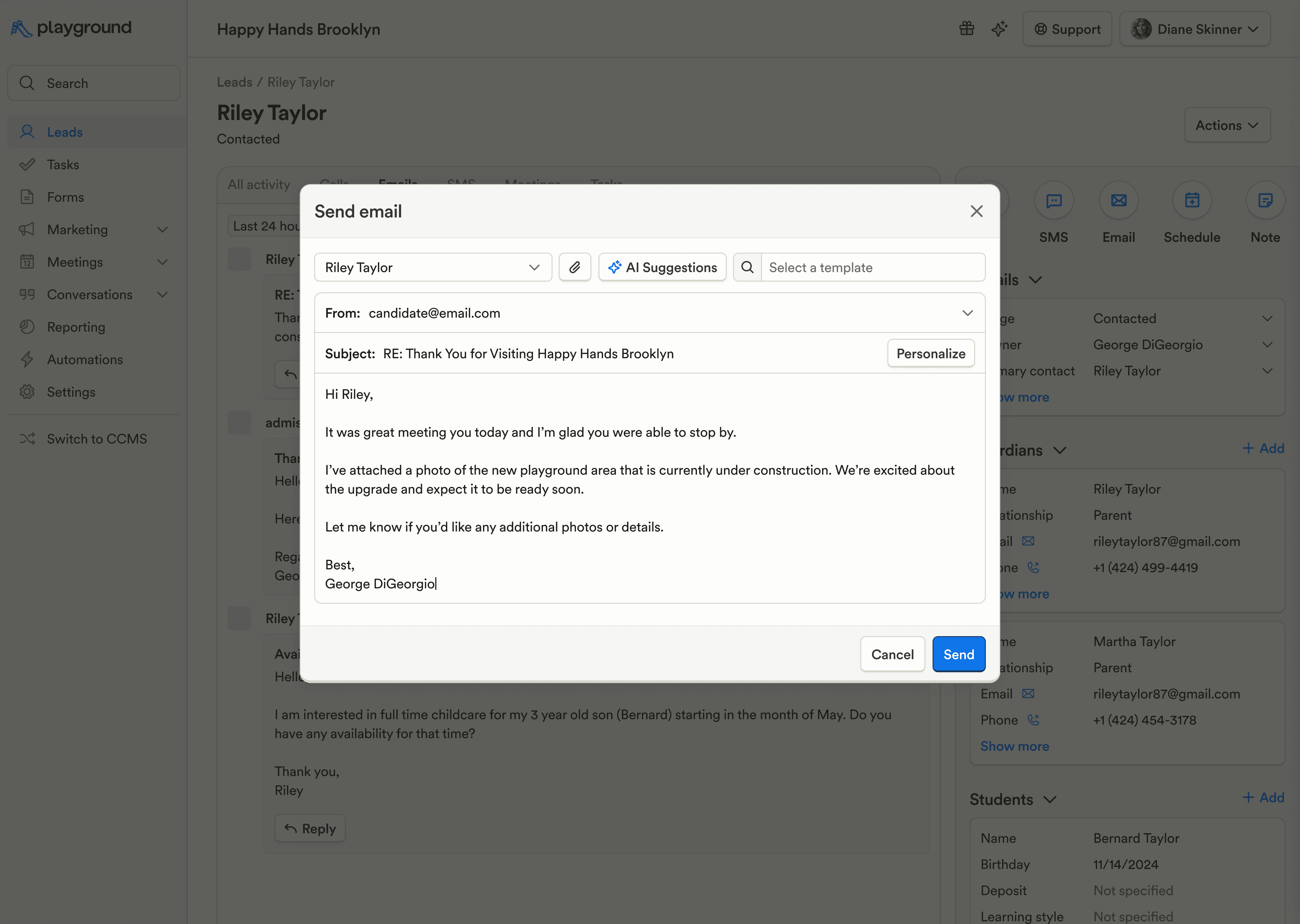 Email template search