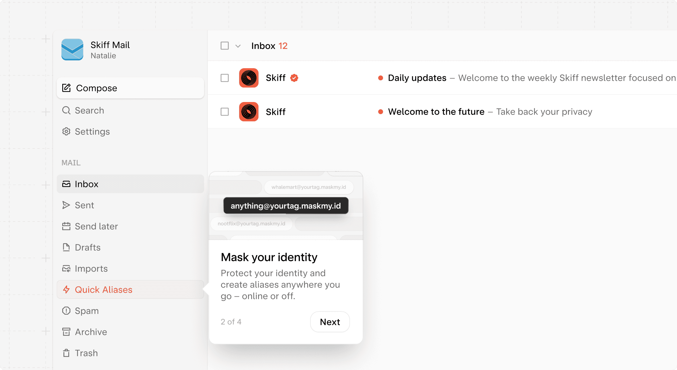 New feature to allow Skiff users to automatically forward their mail to other apps. Connecting users to external platforms.