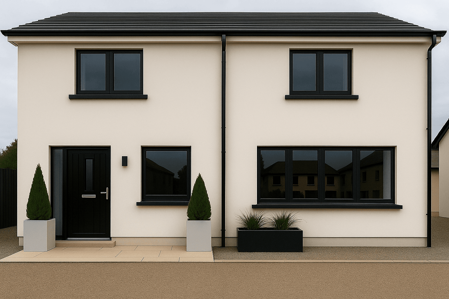 Black aluminium cills on a contemporary Irish home – stylish and stable