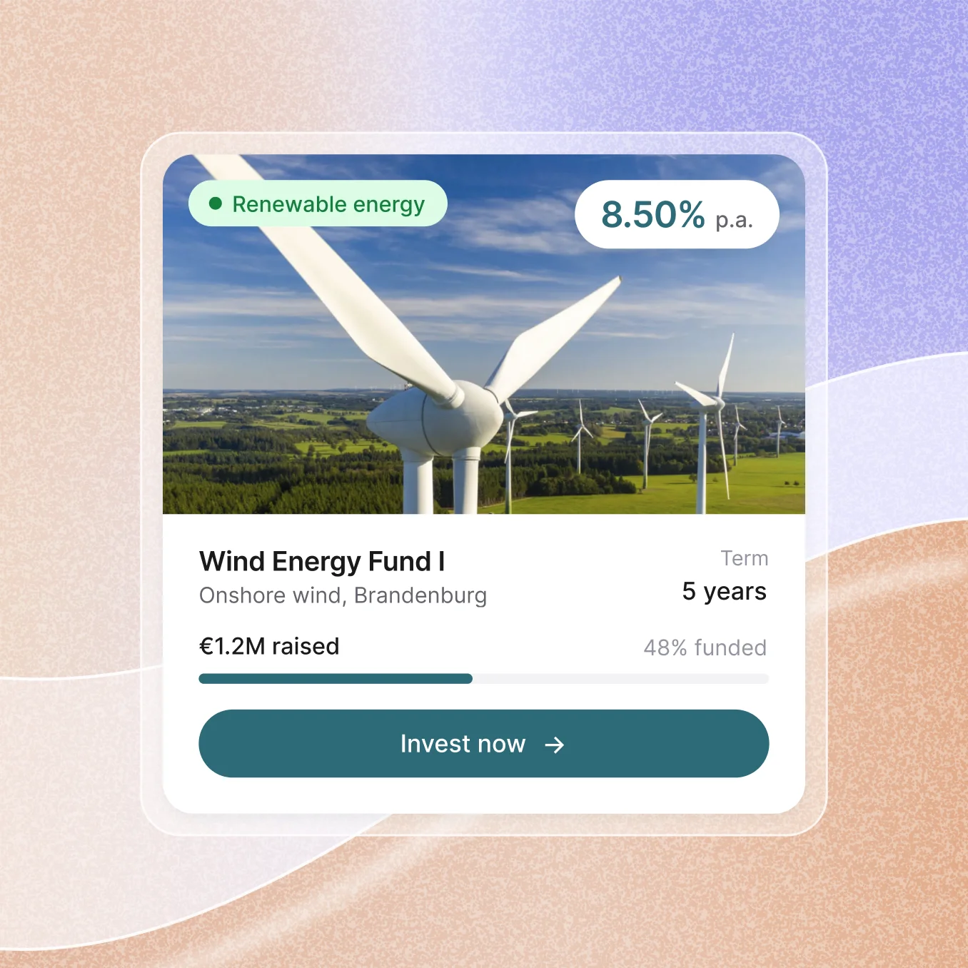 Investition in erneuerbare Energien: 8,5 % Rendite. Jetzt investieren.