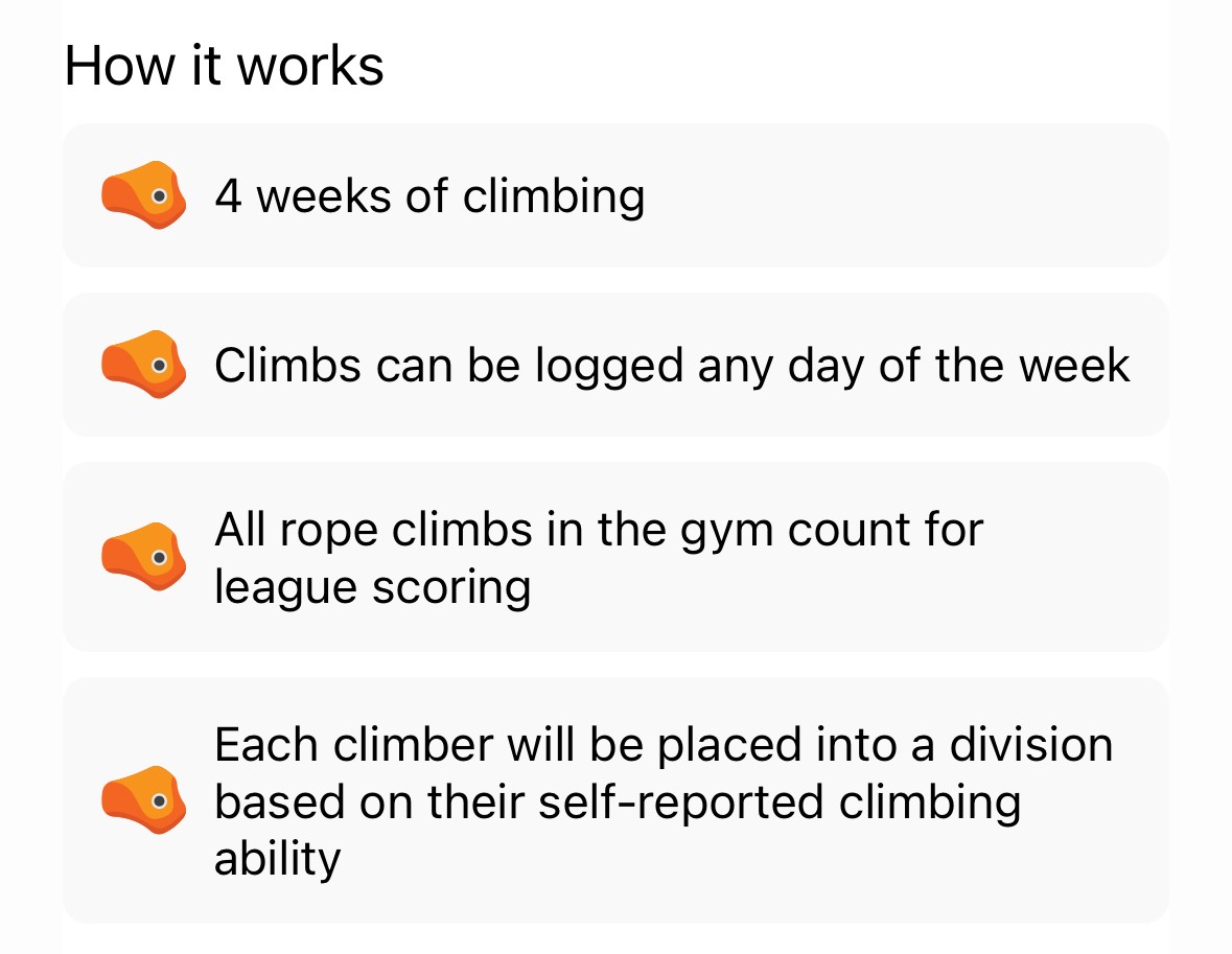 Rock climbing gym league software