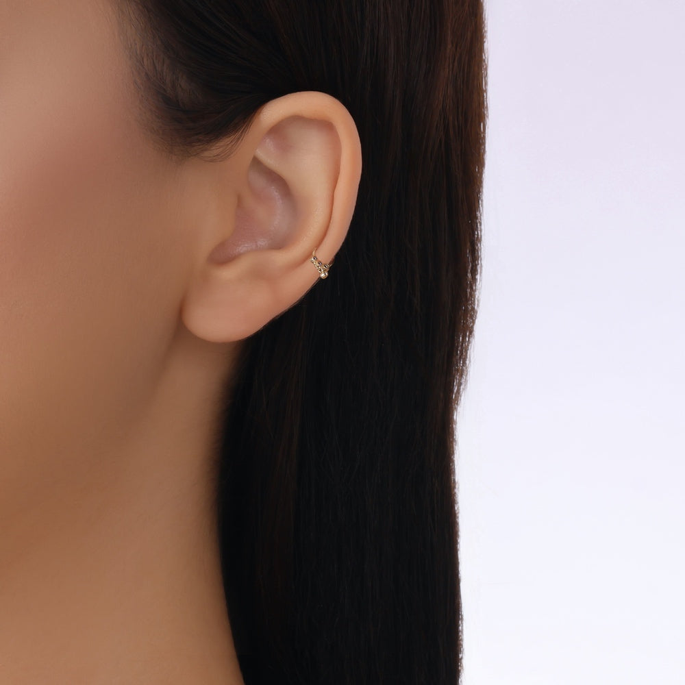Assos Pırlanta 14 Ayar Altın Mavi Taşlı Tragus Piercing Küpe