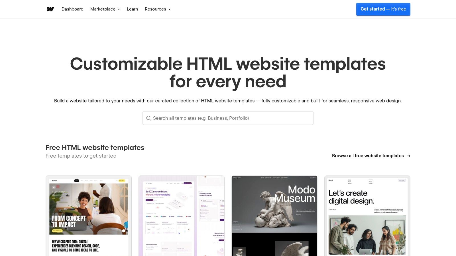Webflow Templates Marketplace