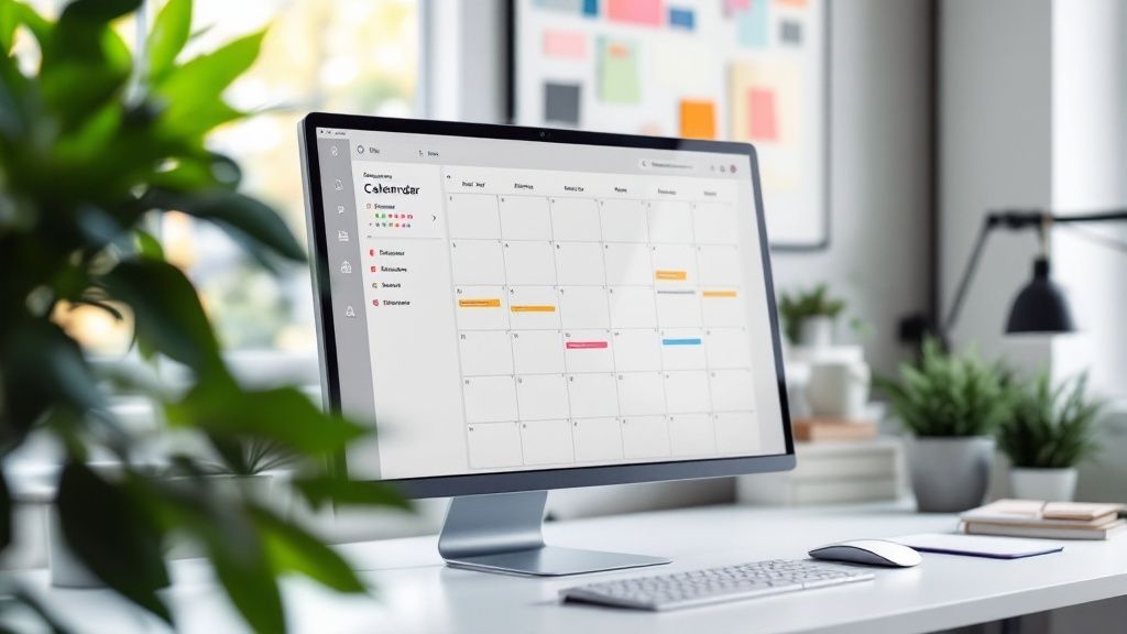 Speak4Me – A person using a smartphone and laptop at a desk to organize their workflow, suggesting the use of apps for productivity.