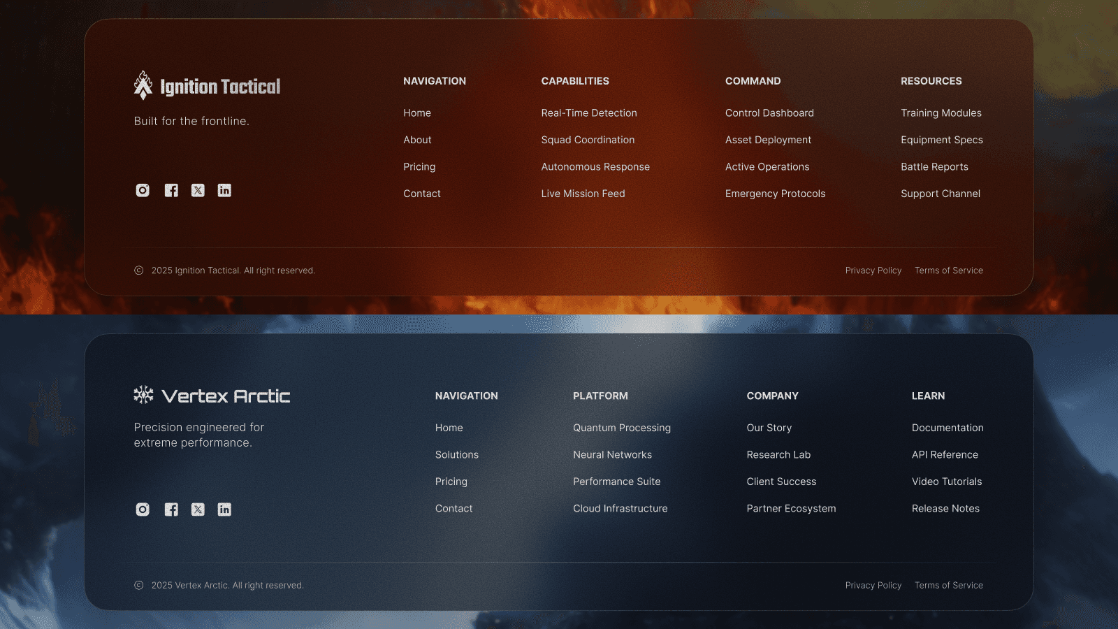 Fire and Ice footer image design
