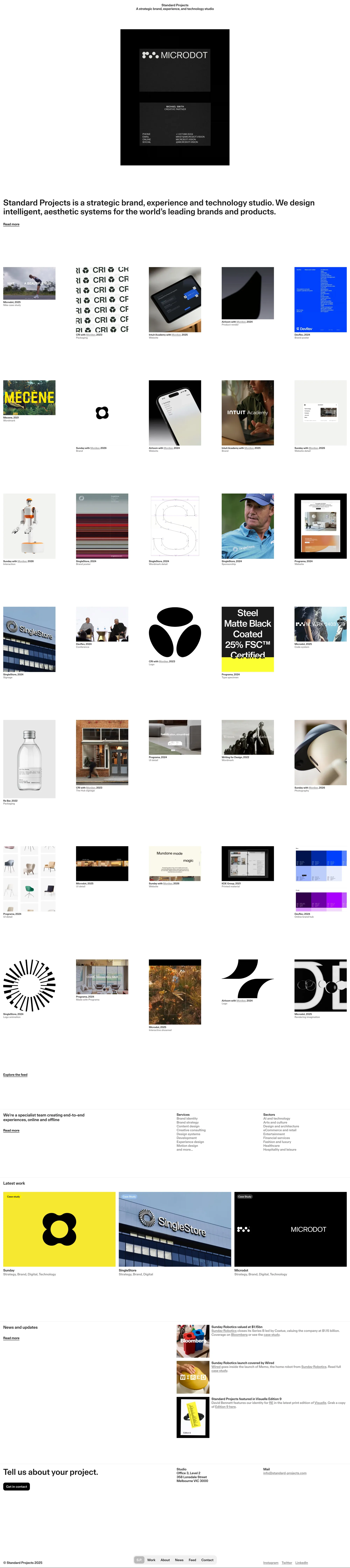 Standard Projects - A strategic brand, e portfolio page screenshot showcasing Design and Ecommerce design