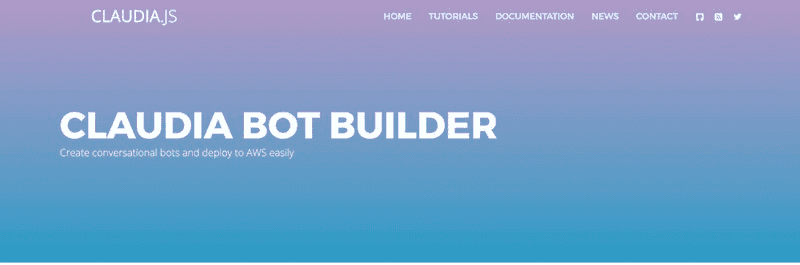 Claudia bot builder homepage.