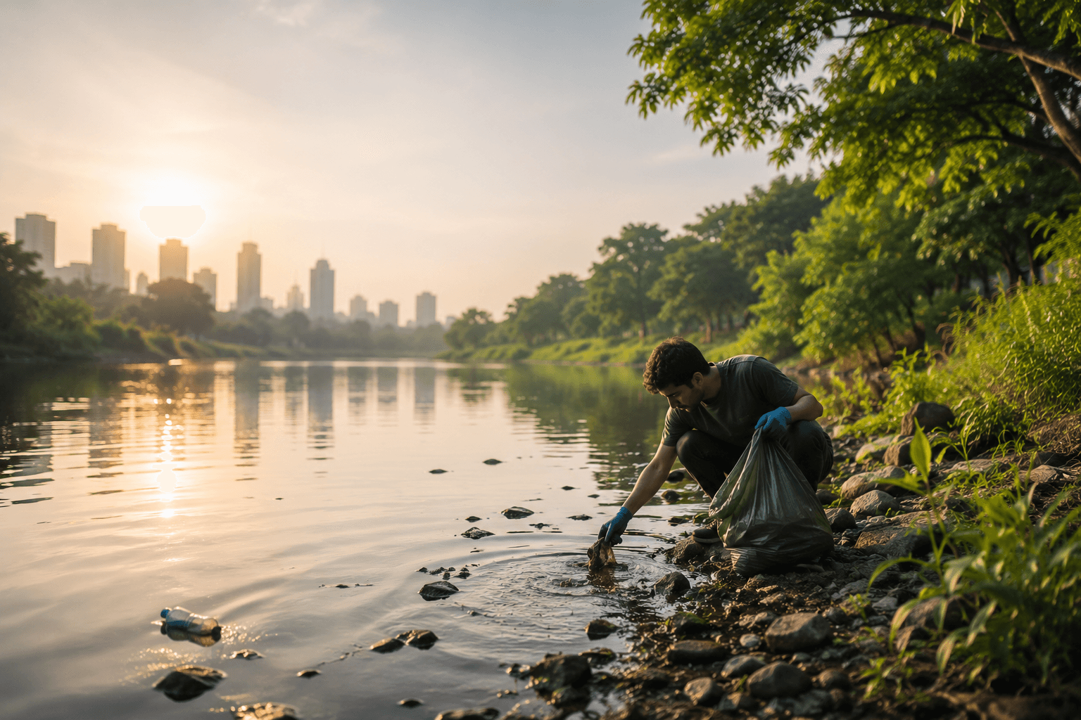 River cleanup volunteers