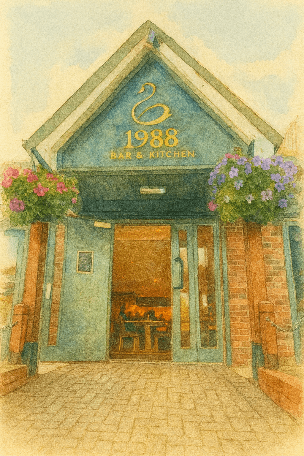 1988 Bar front door in a watercolour styling