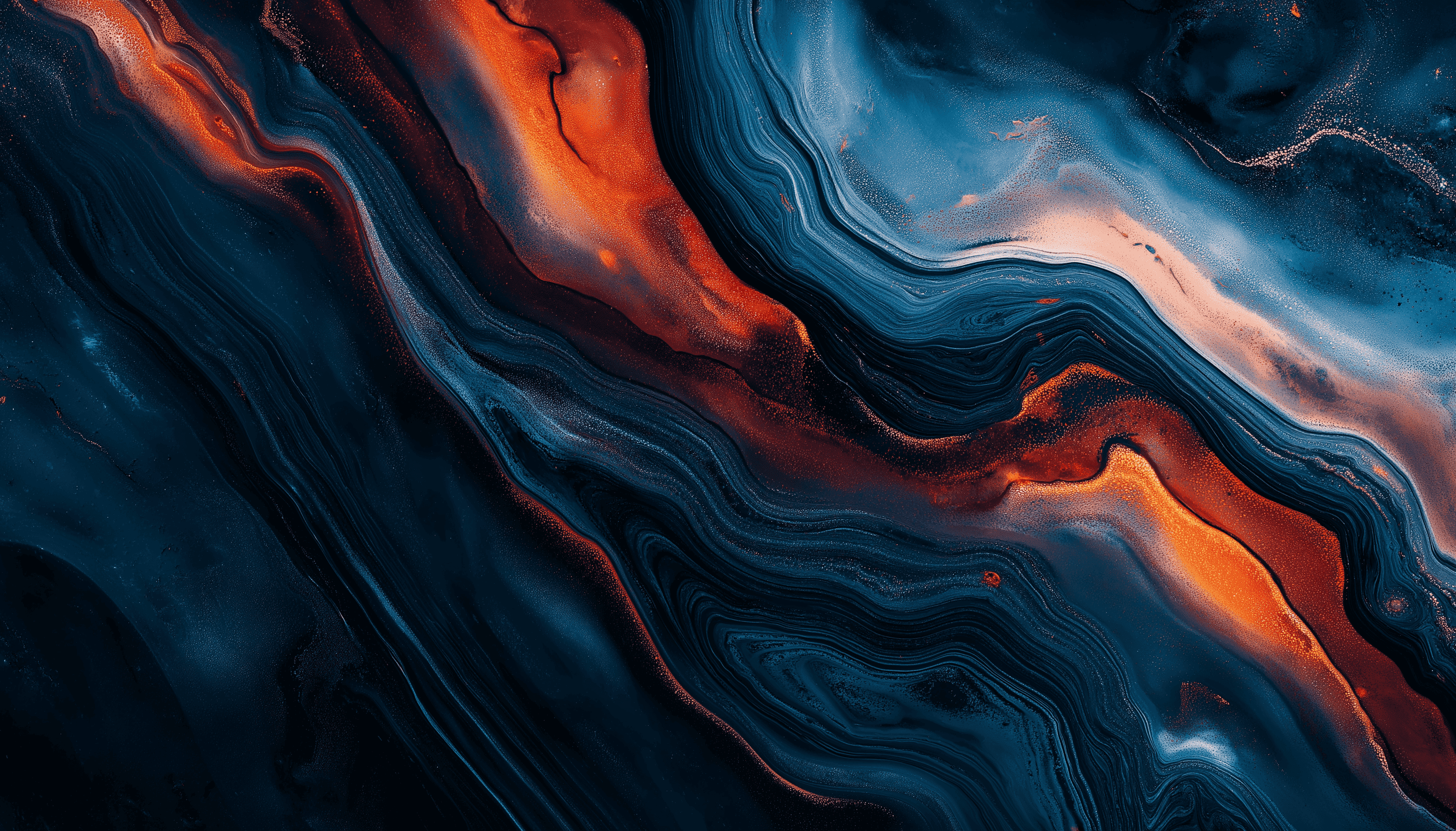 Abstract graphic background. Dynamic main colors blue are dark blue and orange, dark background