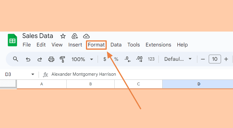 Navigate to the Format Menu