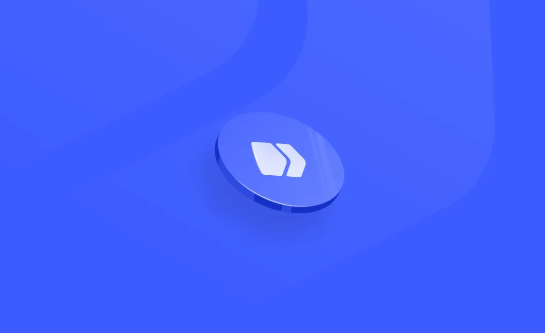 Bitstack 3D symbol on electric blue