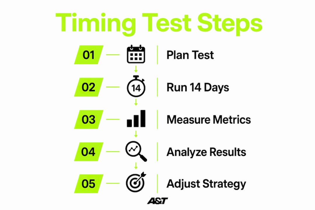 Infographic outlining campaign timing testing steps
