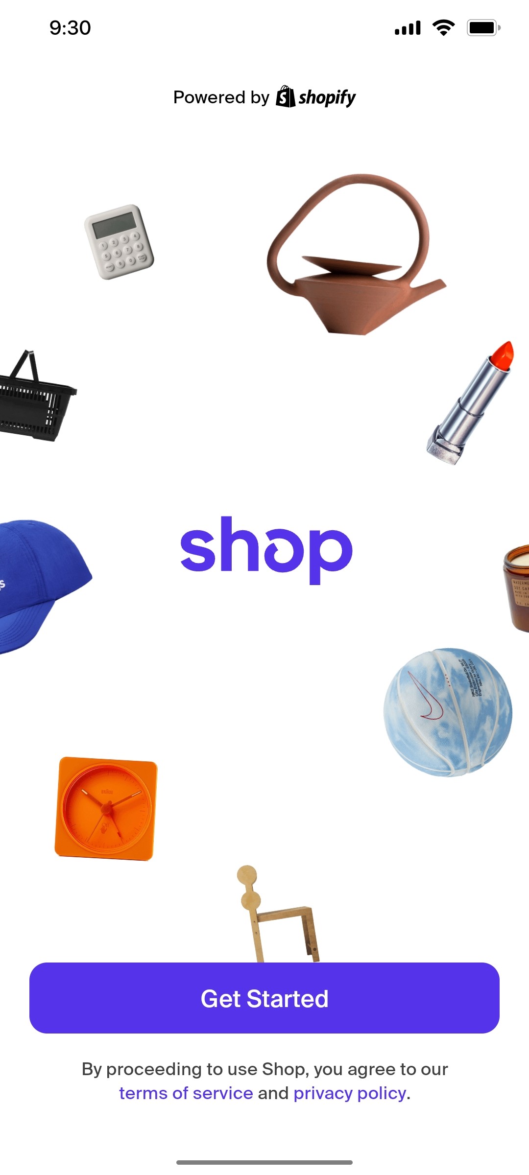 Shop App Get Started Screen