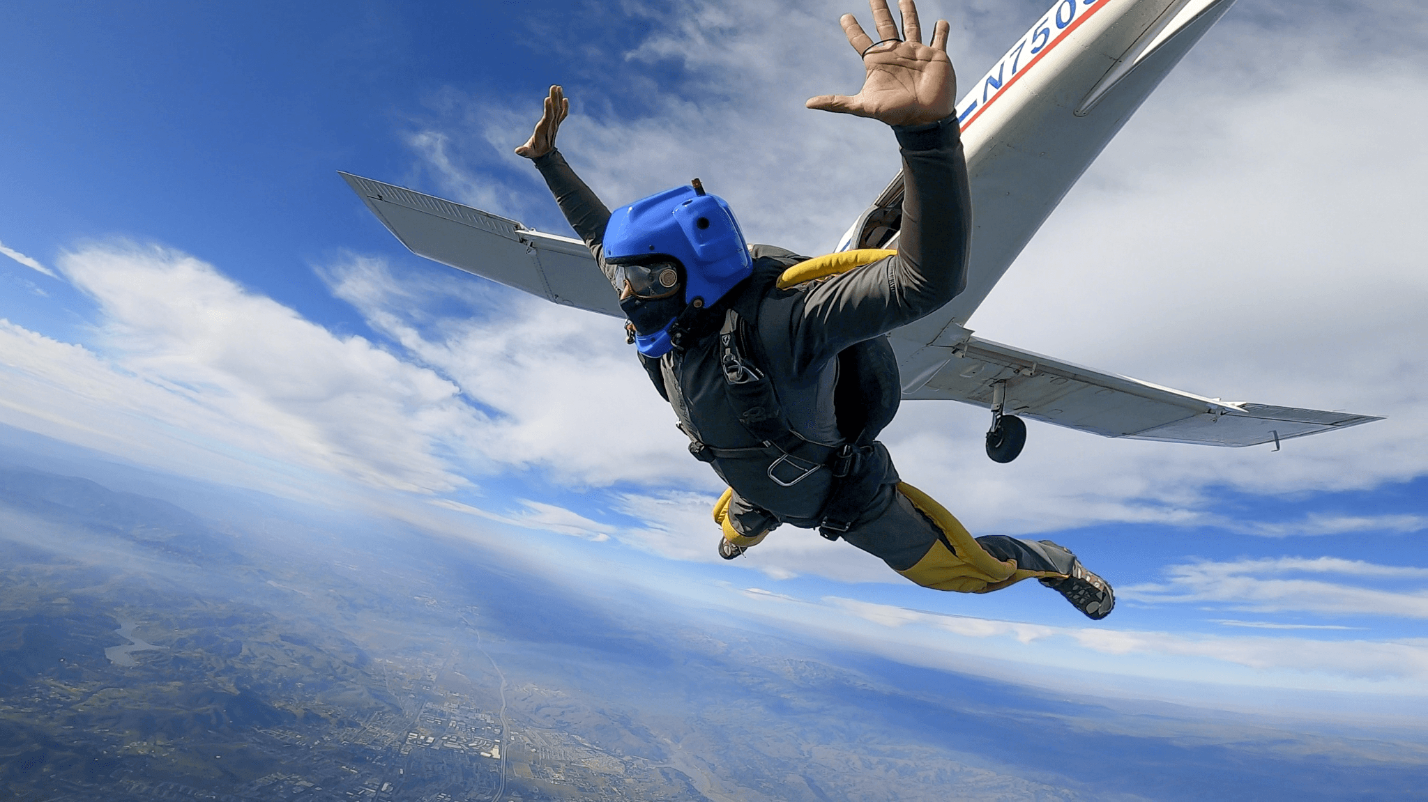 AFF student in solo freefall during training