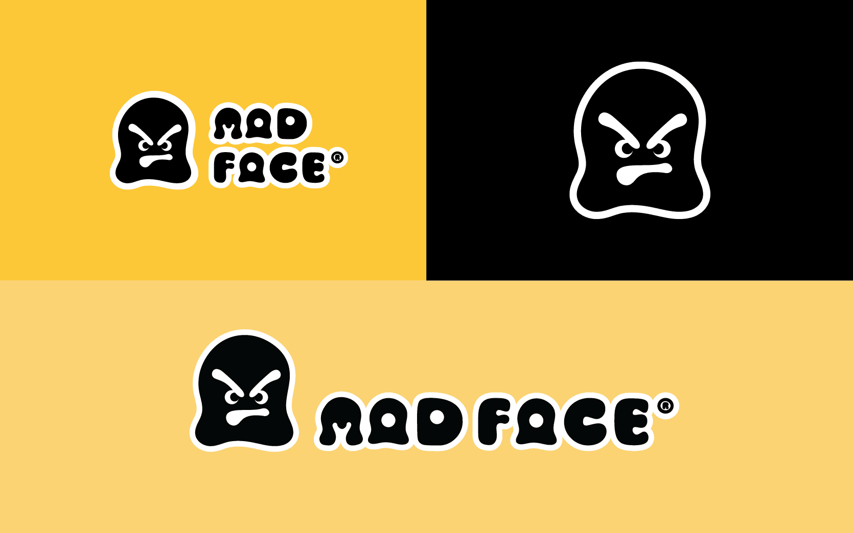 Mad Face Logo Variations and Colour Palette