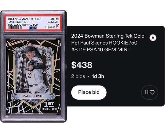 Paul Skenes rookie card listed in live auction with real-time bidding on Fanatics Collect