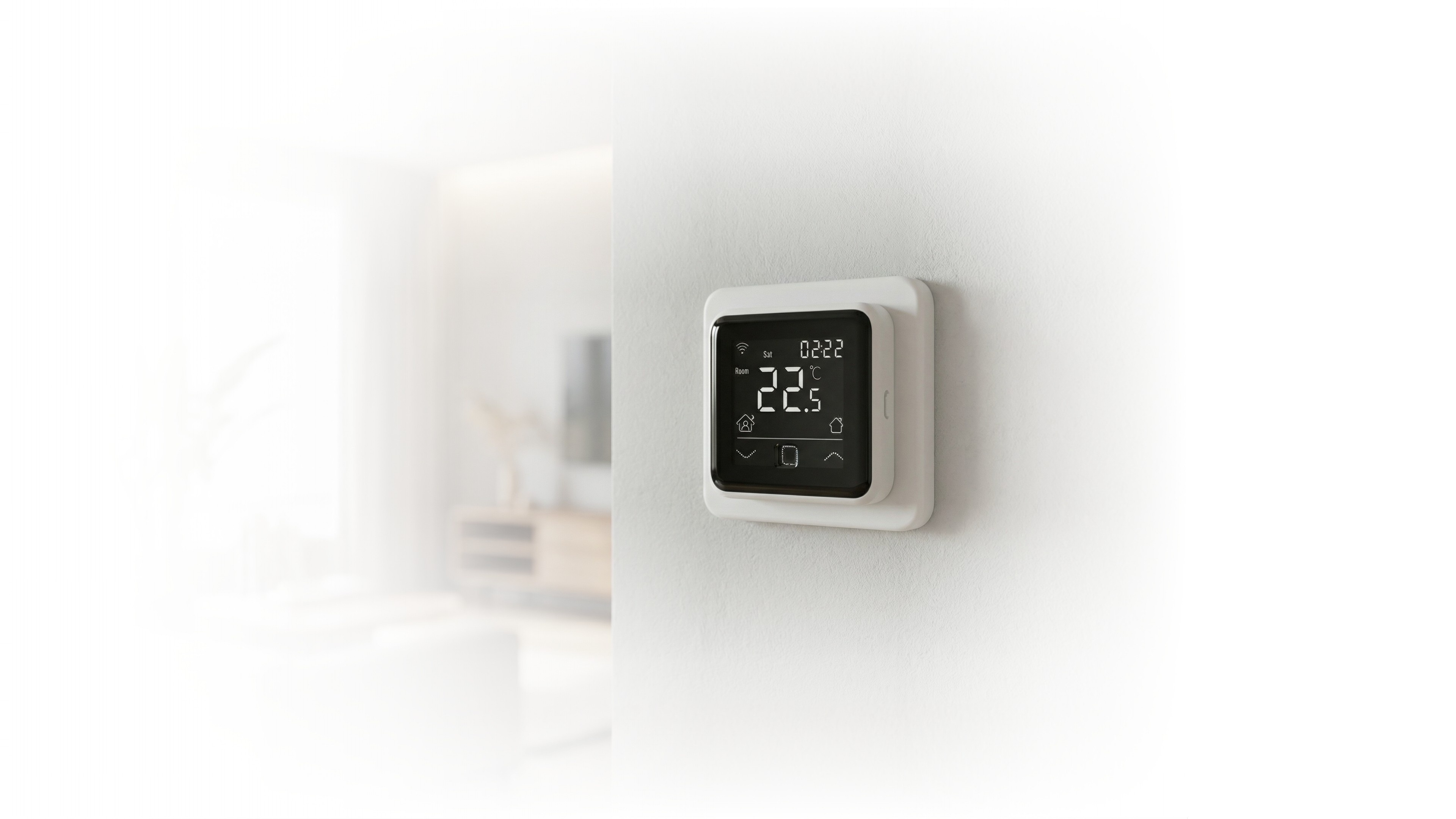 Header Bild Dektop mit Baby und zentralen Merkmalen der Fußbodenheizung