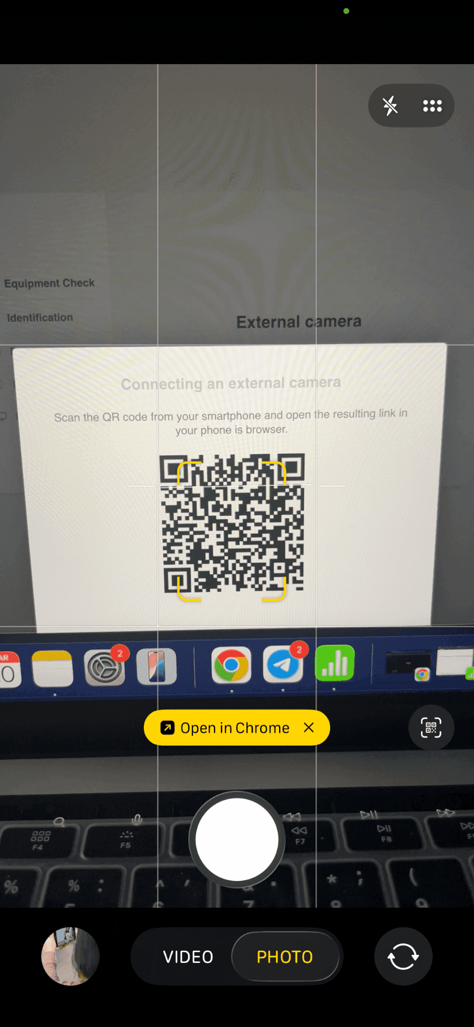 Connecting an external camera — screenshot 13