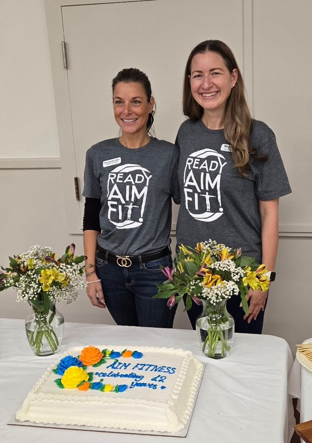 Meg and Michelle at the AIM Fitness 12th anniversary event