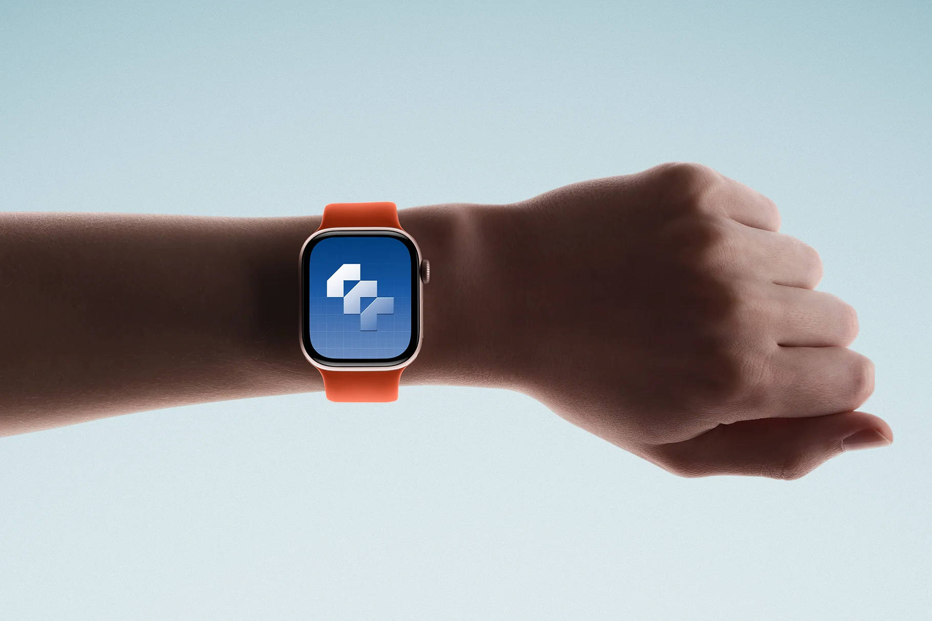 Free Apple Watch Series 11 in-hand mockup featuring a realistic wrist scene with customizable smartwatch screen and band colors.