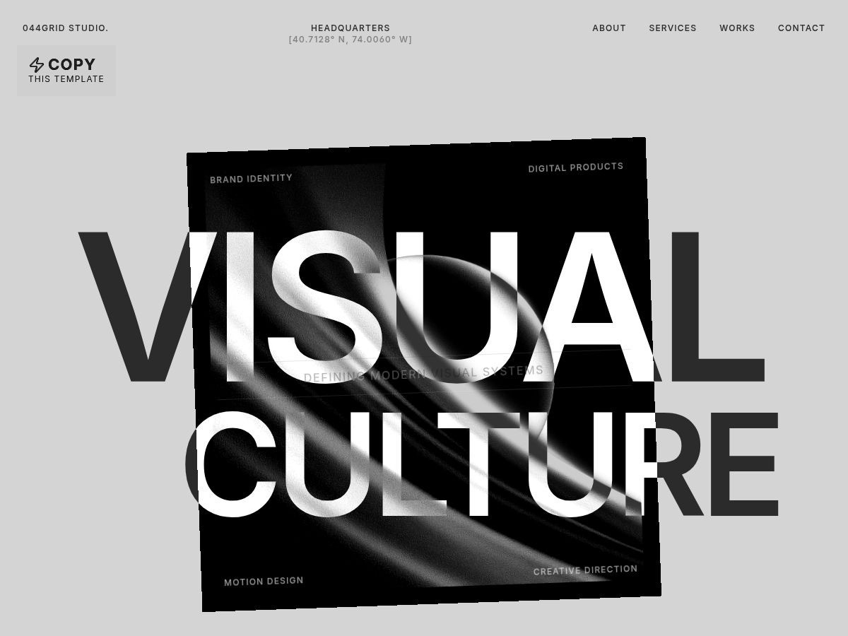 044Grid Framer template homepage preview