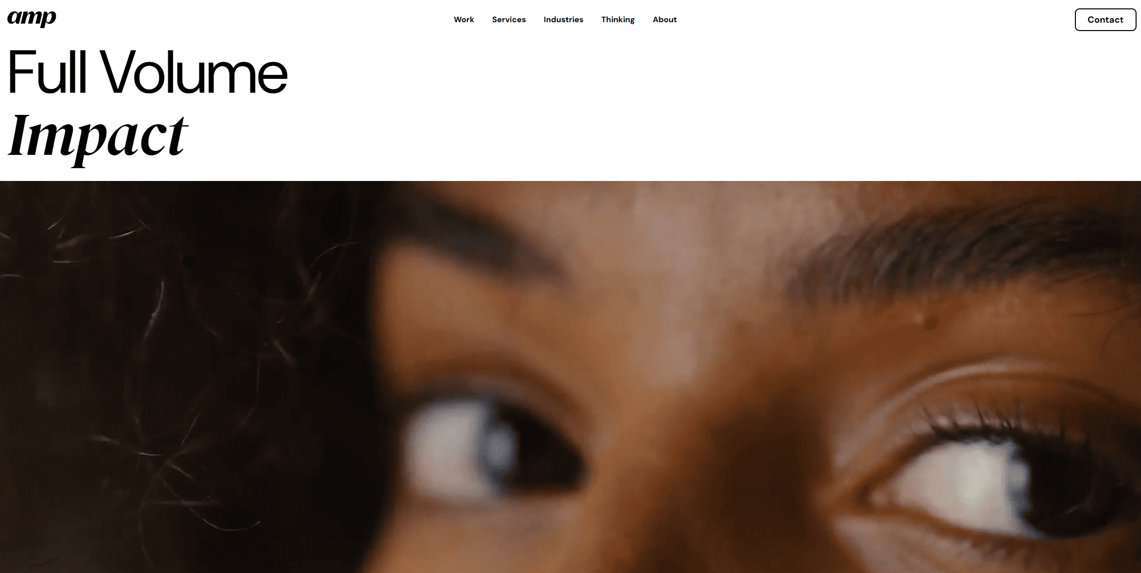 AMP egency homepage screenshot beauty marketing