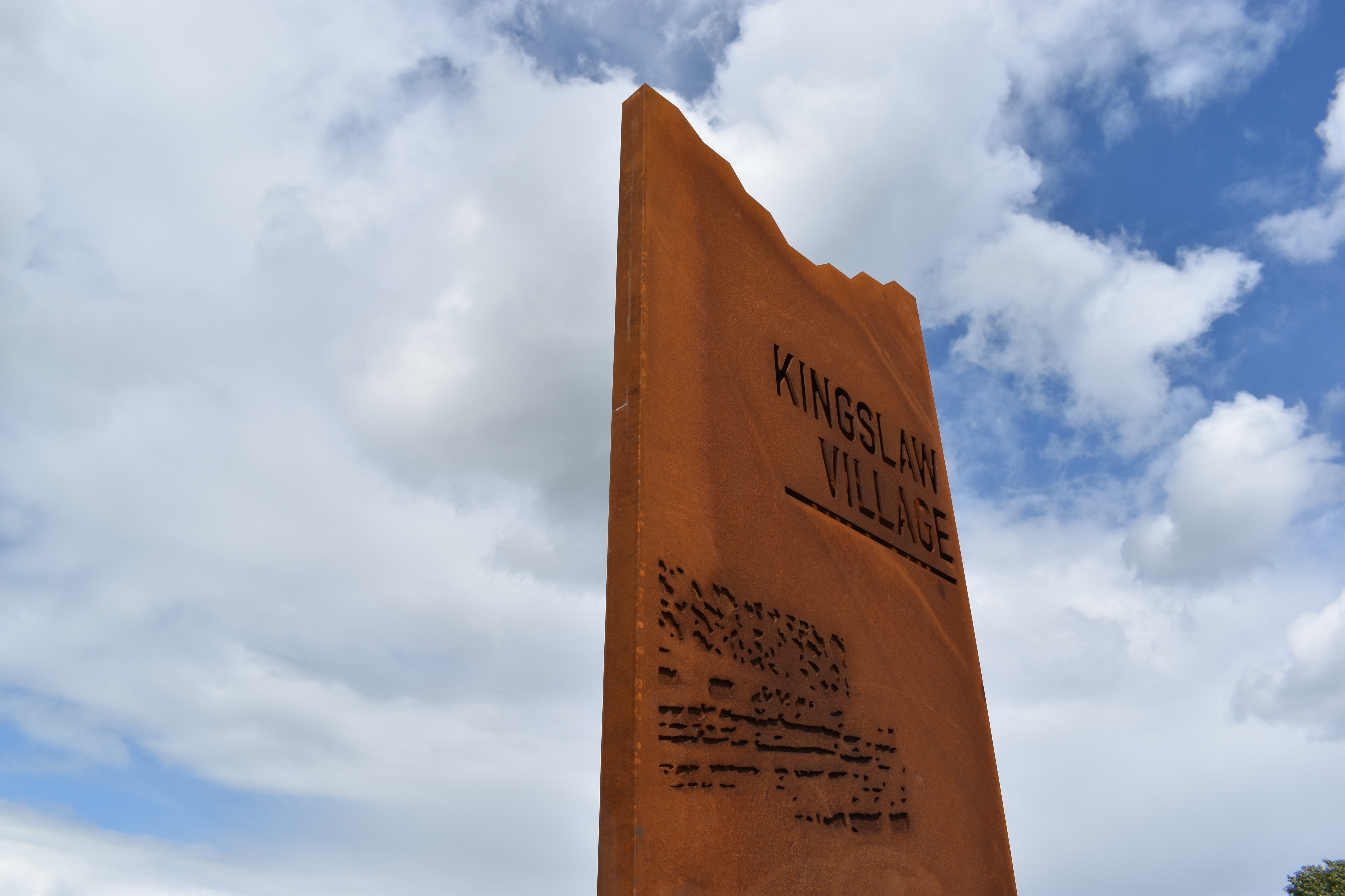 Wayfinding and interpretation sculptural corten signage