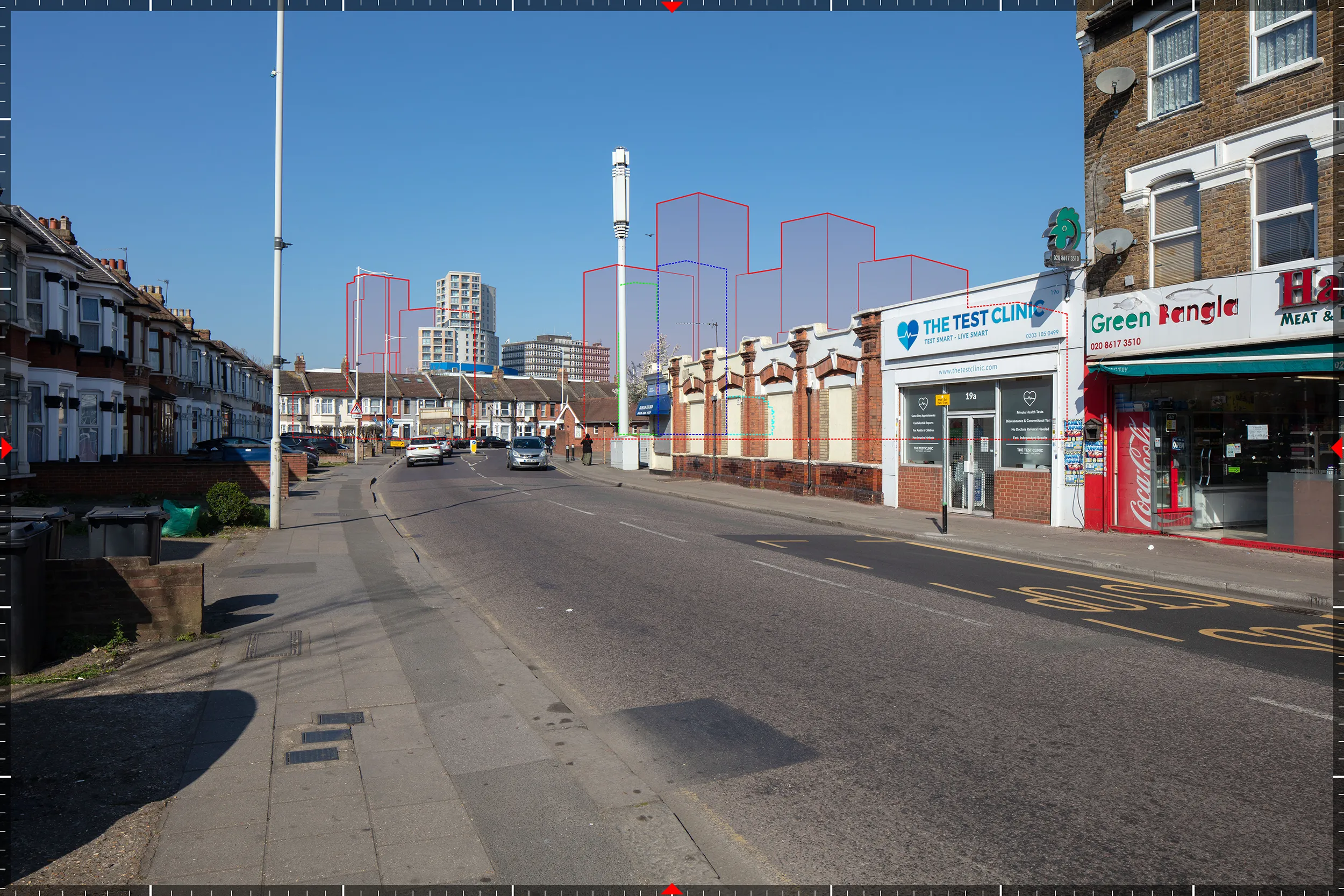 AVR1 verified planning view from Green Lane demonstrating the scale and appearance of the proposed scheme.