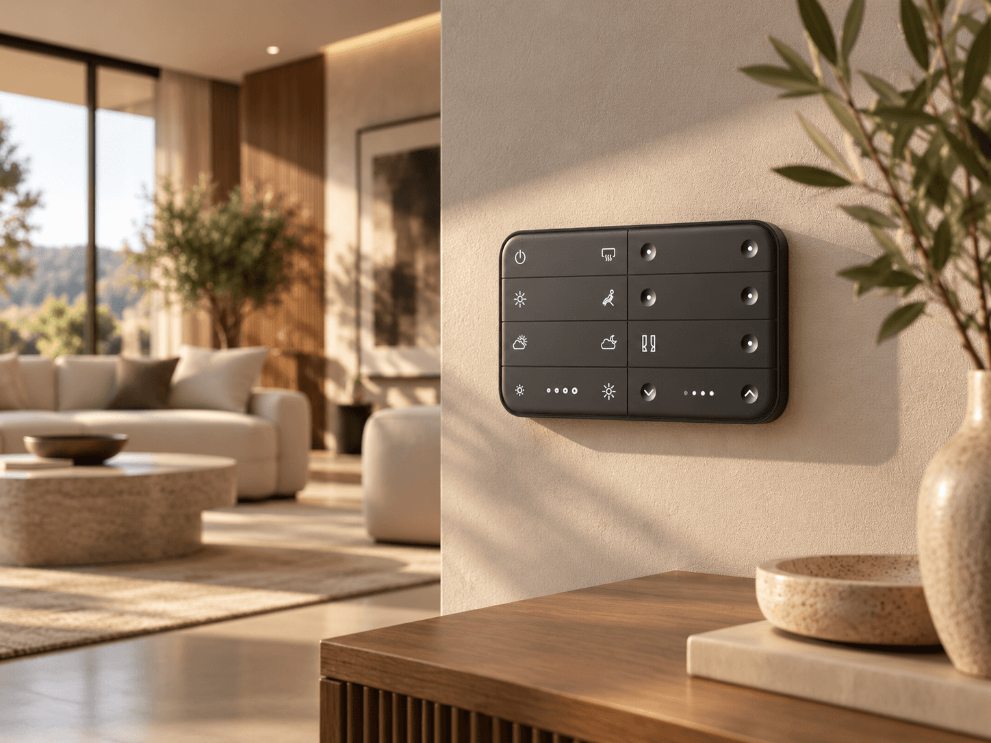 Dark console integrated into an interior