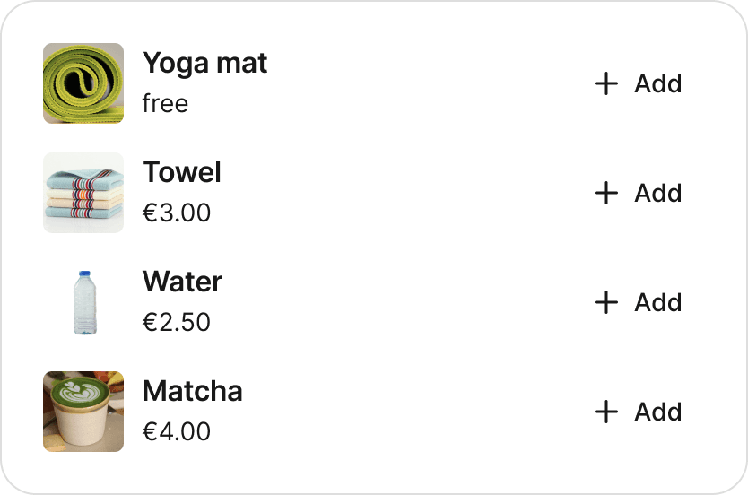 Add-ons that customers can add to their bookings in anny