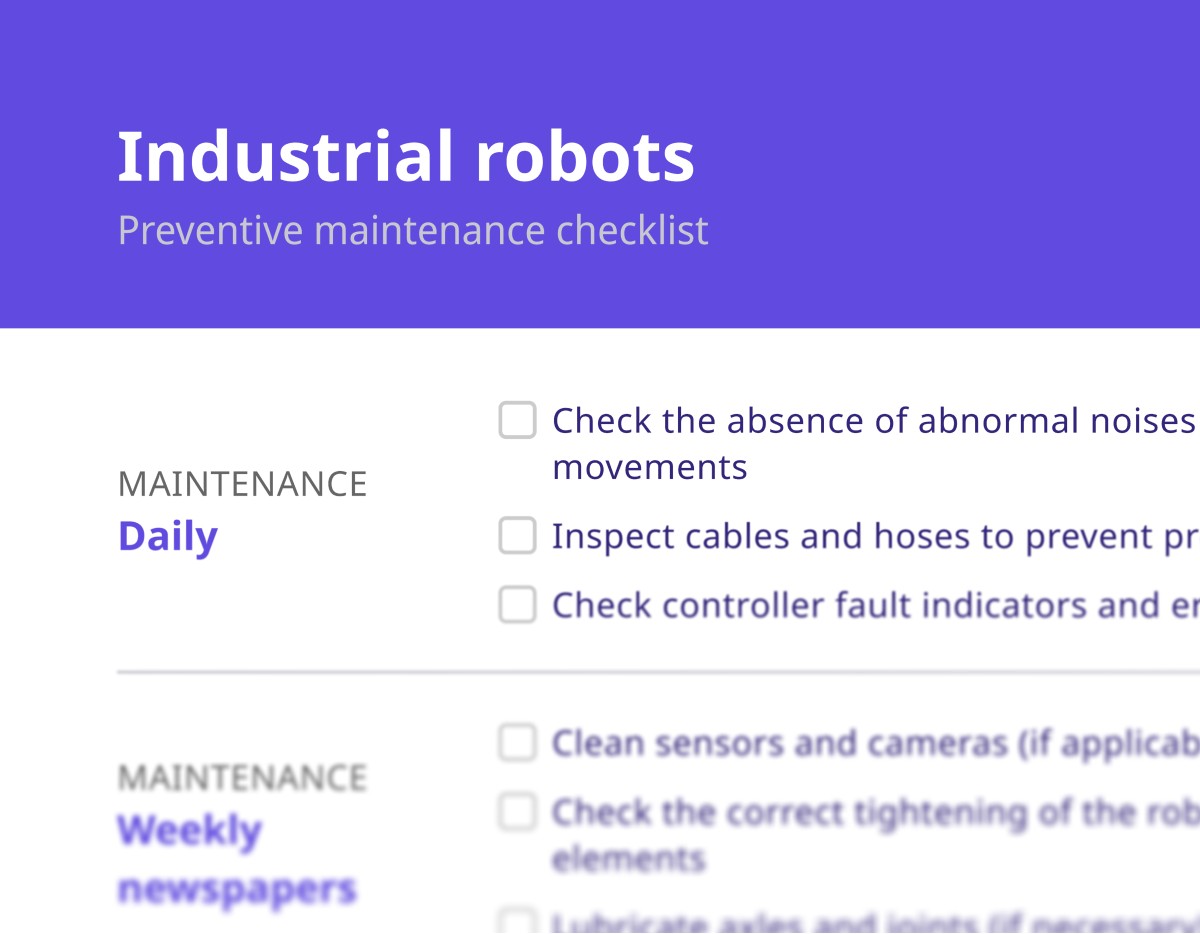 Binder Industrial Robots Checklist