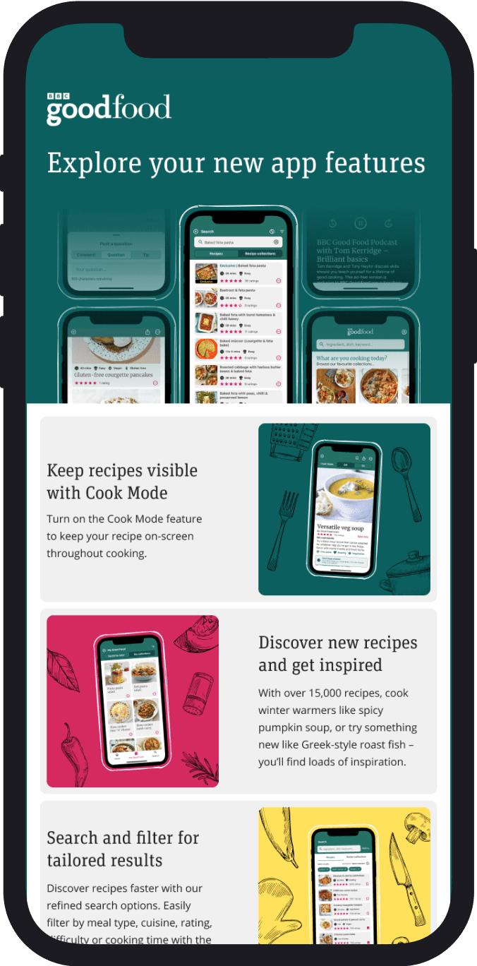 BBC Good Food - onboarding email - features