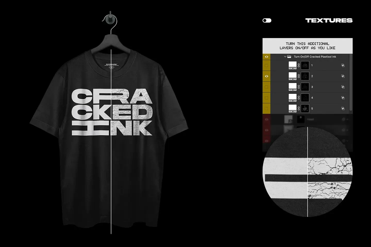 Stanley Stella Freestyler T-Shirt Hanging mockup cracked plastisol ink texture effect