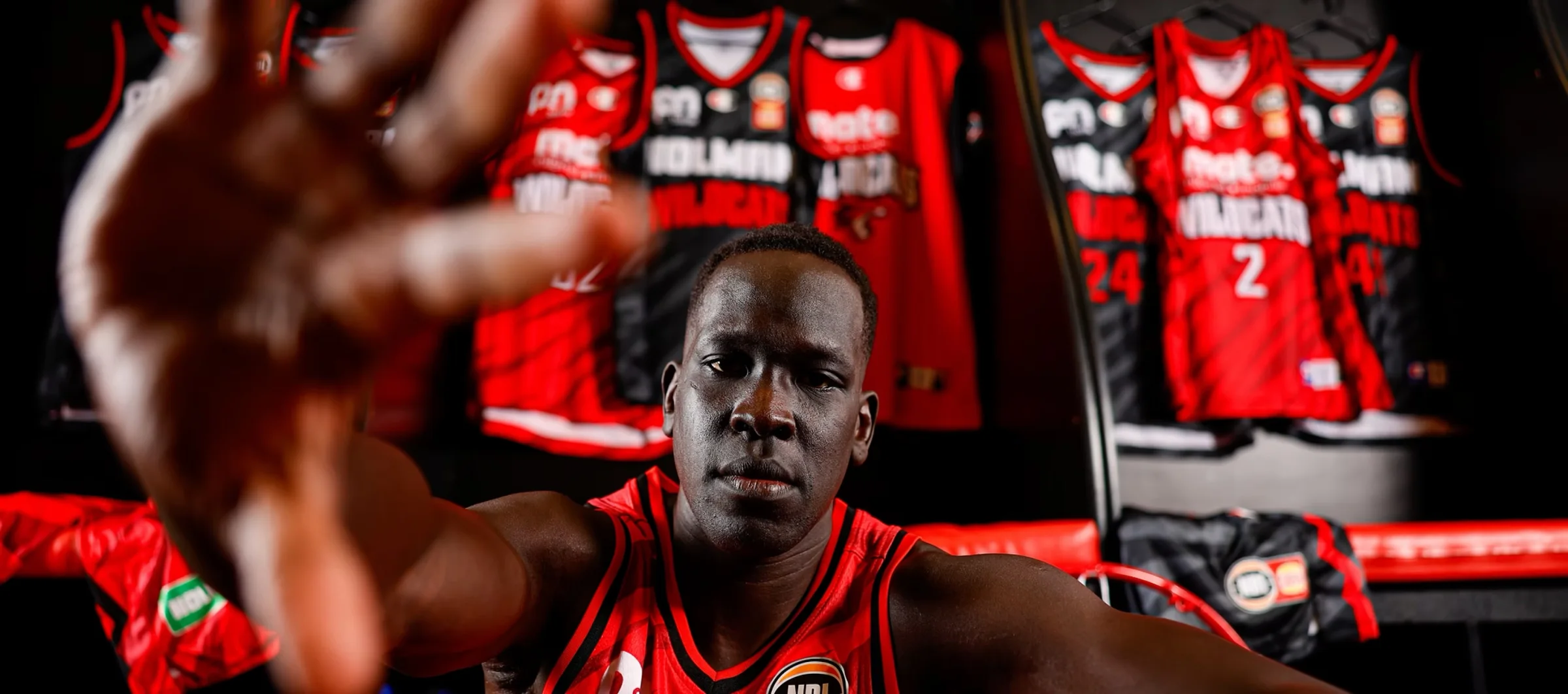 Perth Wildcats players wearing the redesigned playing strips