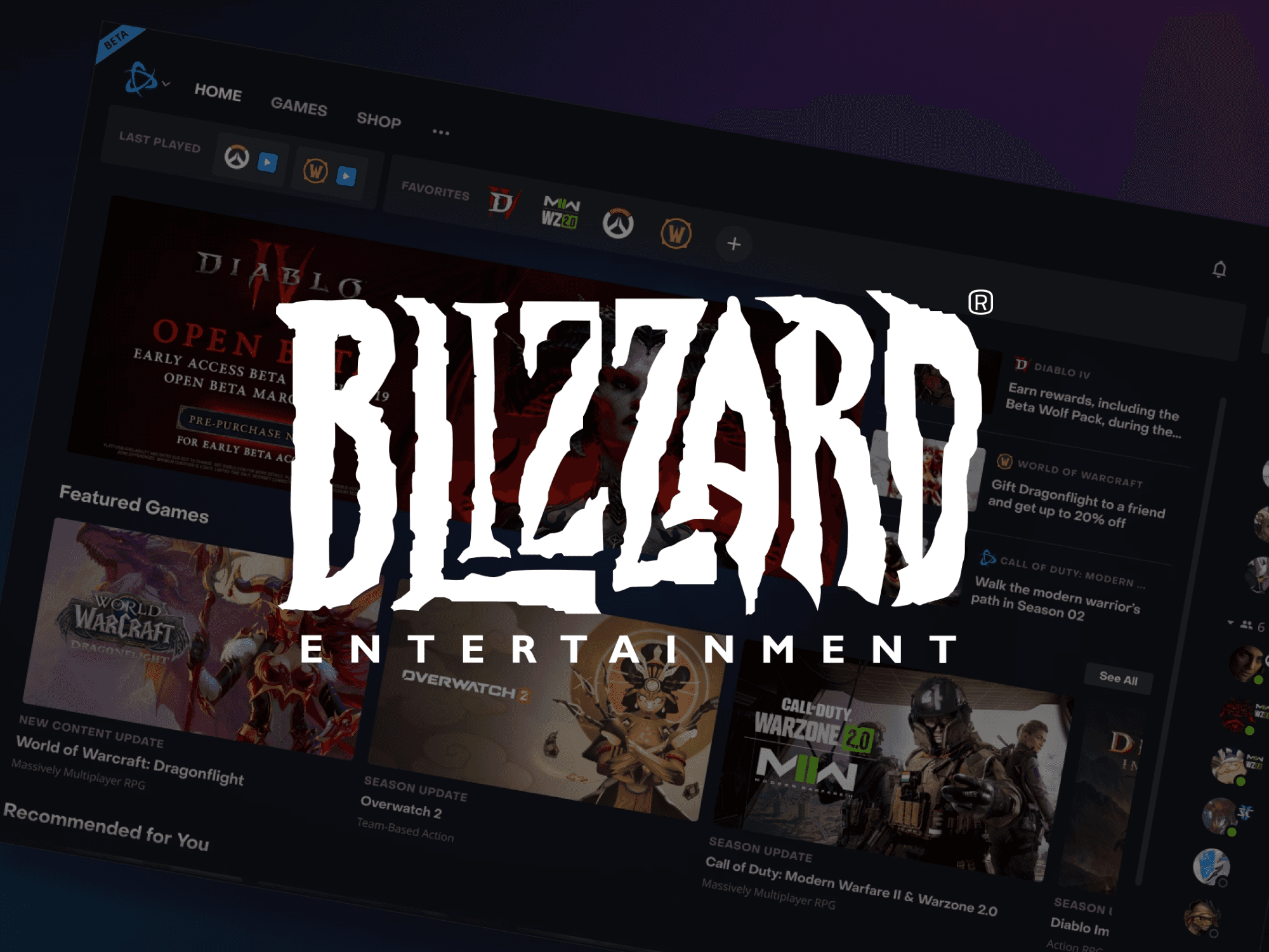 Blizzard Logo with Battle.net Launcher Behind