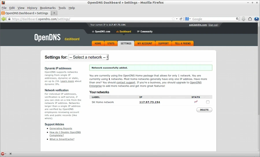 opendns interface representation