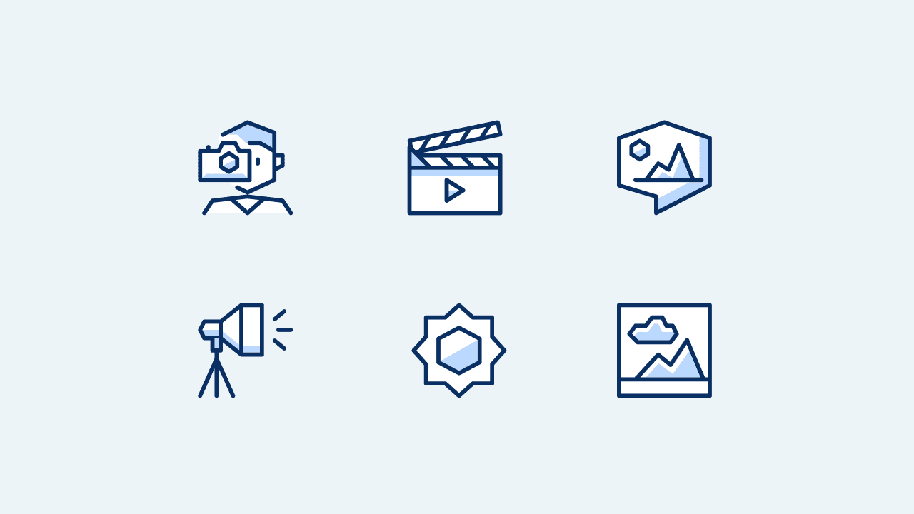 Cyber Solid Photo and Video Icon Set