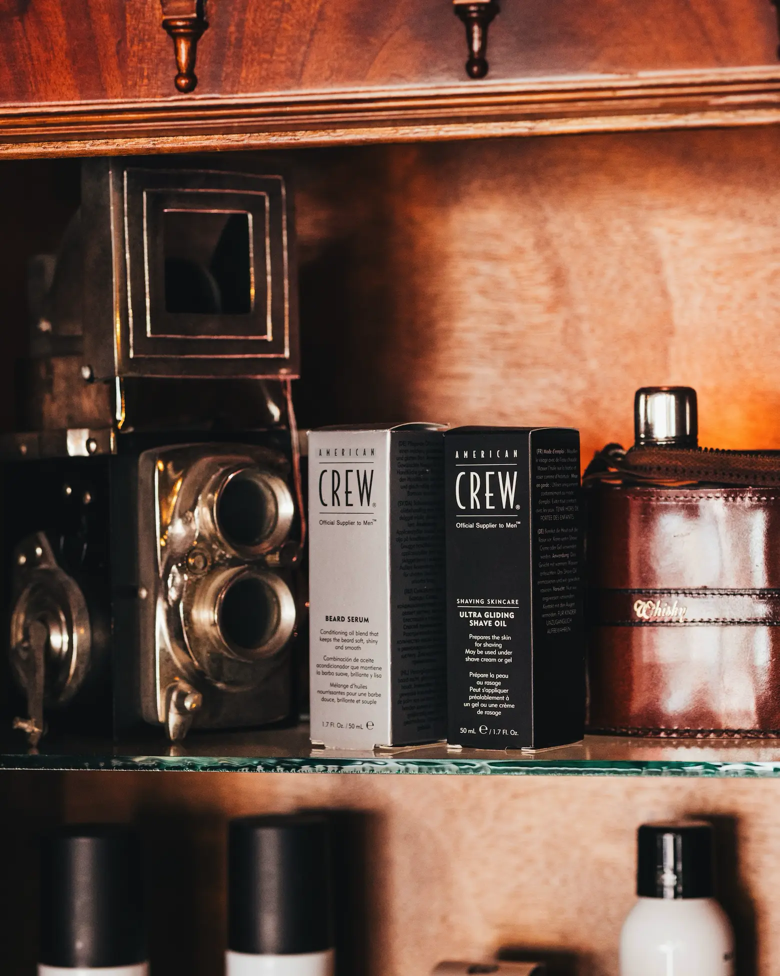 Cinematic Photo of American Crew Hair Products.