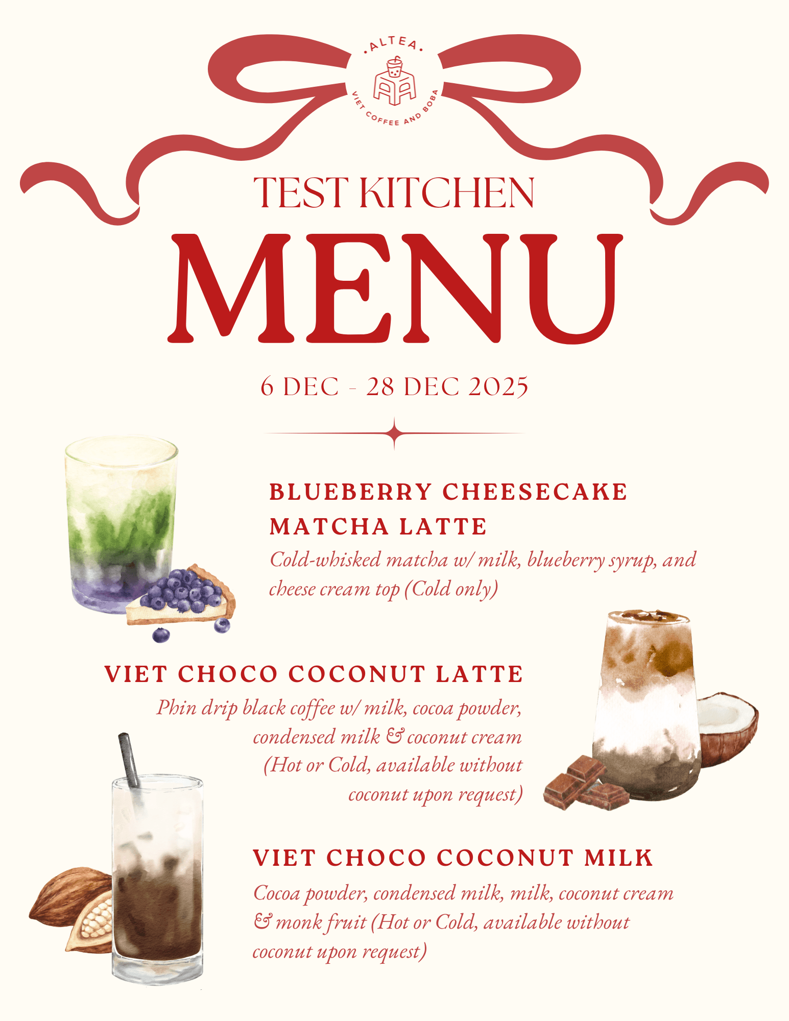 ALTEA Test Kitchen Menu