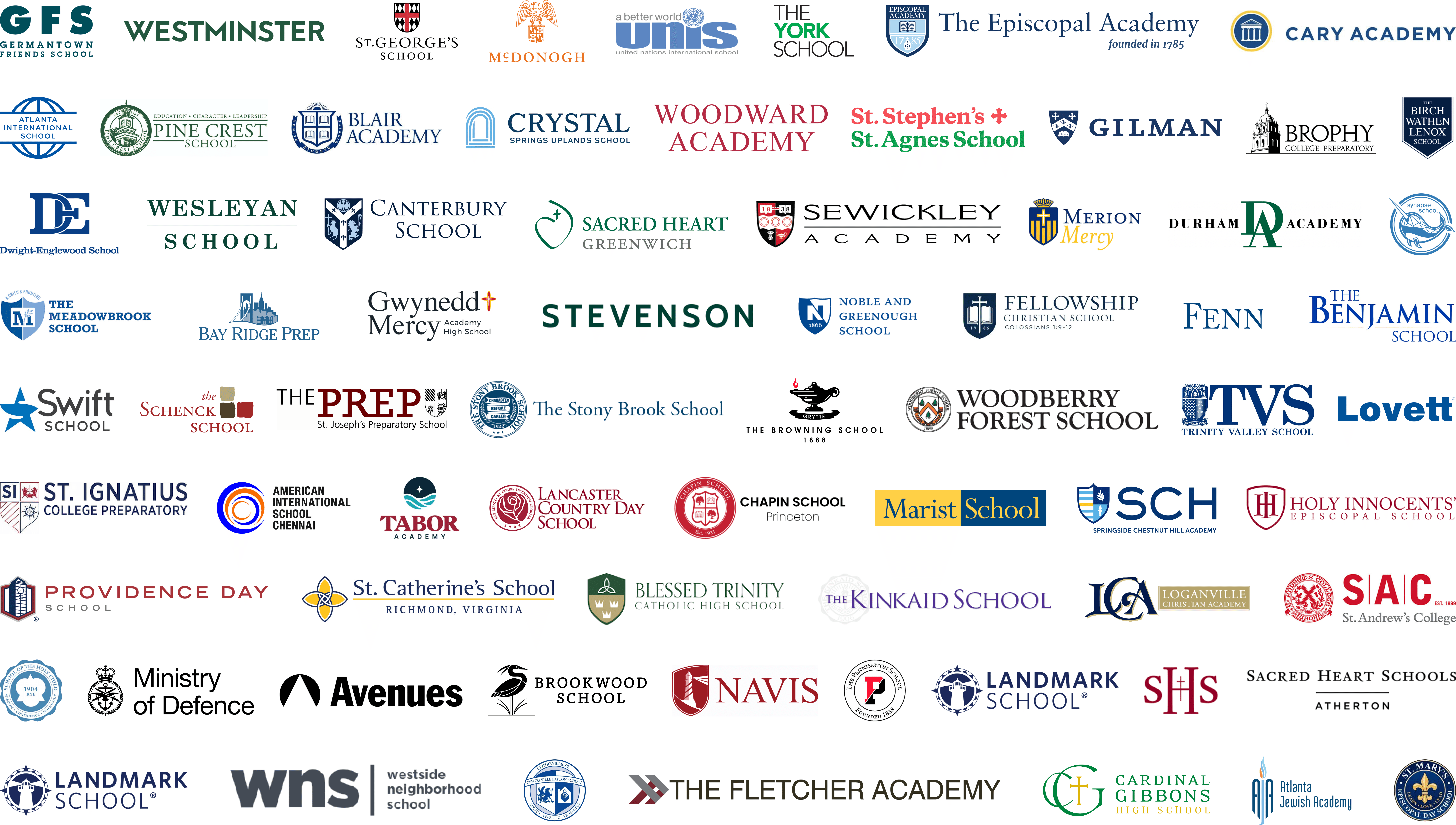 Grid of school logos from schools using Flint