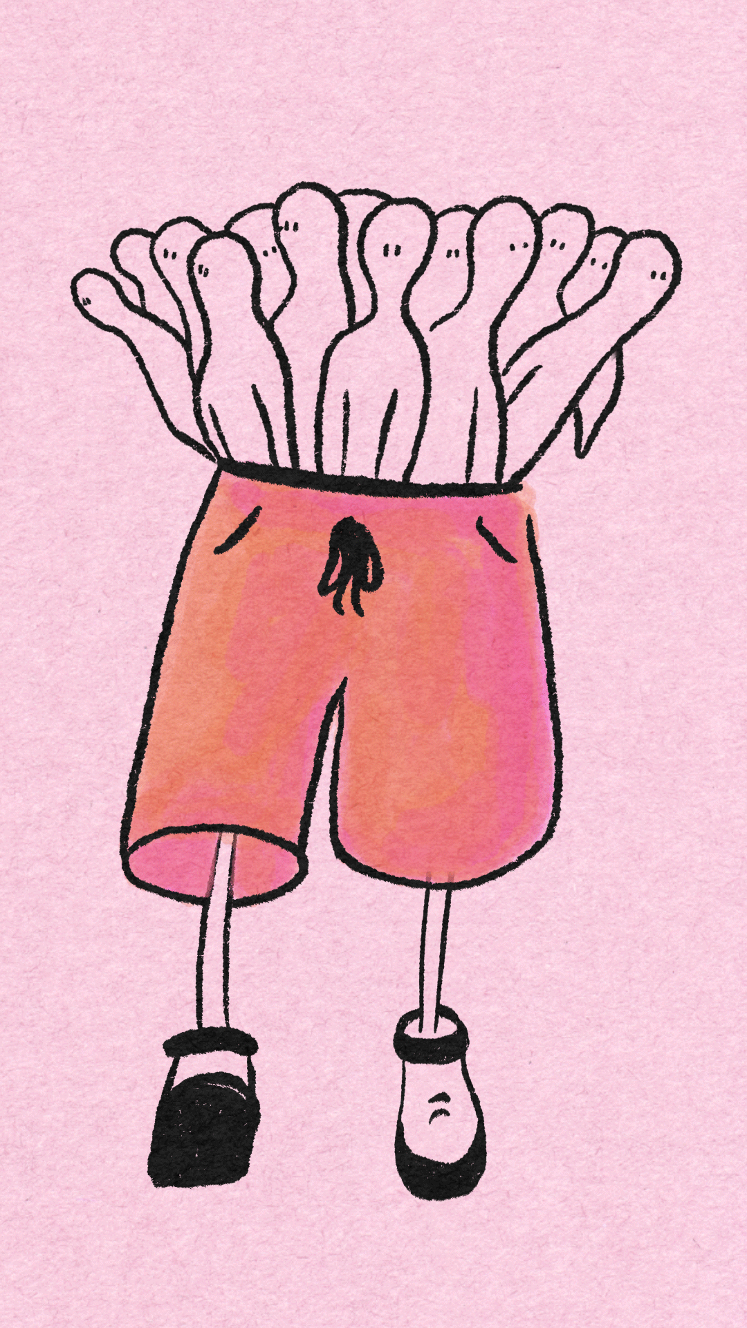 Frame by frame animation of an abstract man with a hat walking.