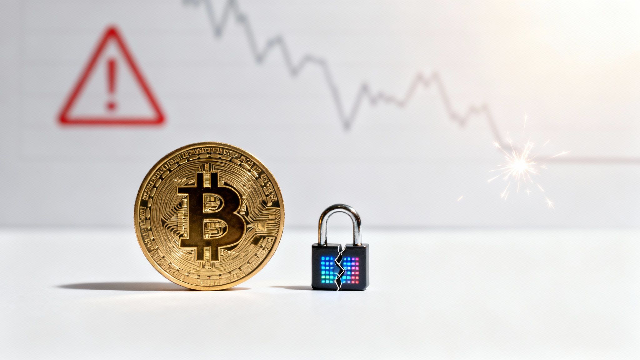 Stylized image of a person navigating a complex maze with glowing crypto symbols, representing the risks in DeFi.